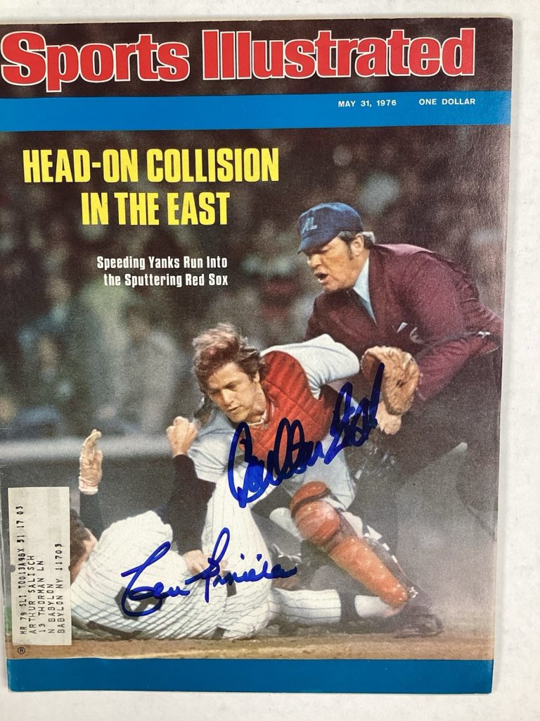 Lou Pinella Carlton Fisk Signed Sports Illustrated 5/31/76 Yankees Red Sox JSA