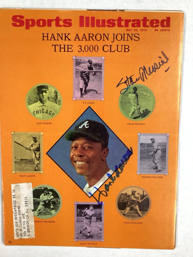 Hank Aaron Stan Musial Signed Sports Illustrated 5/25/70 Braves Cardinals JSA