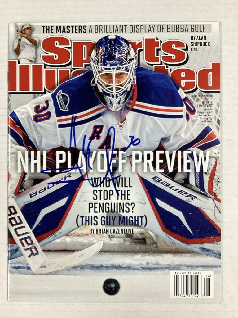 Henrik Lundqvist Signed Sports Illustrated 4/16/12 No Label NY Rangers Auto JSA