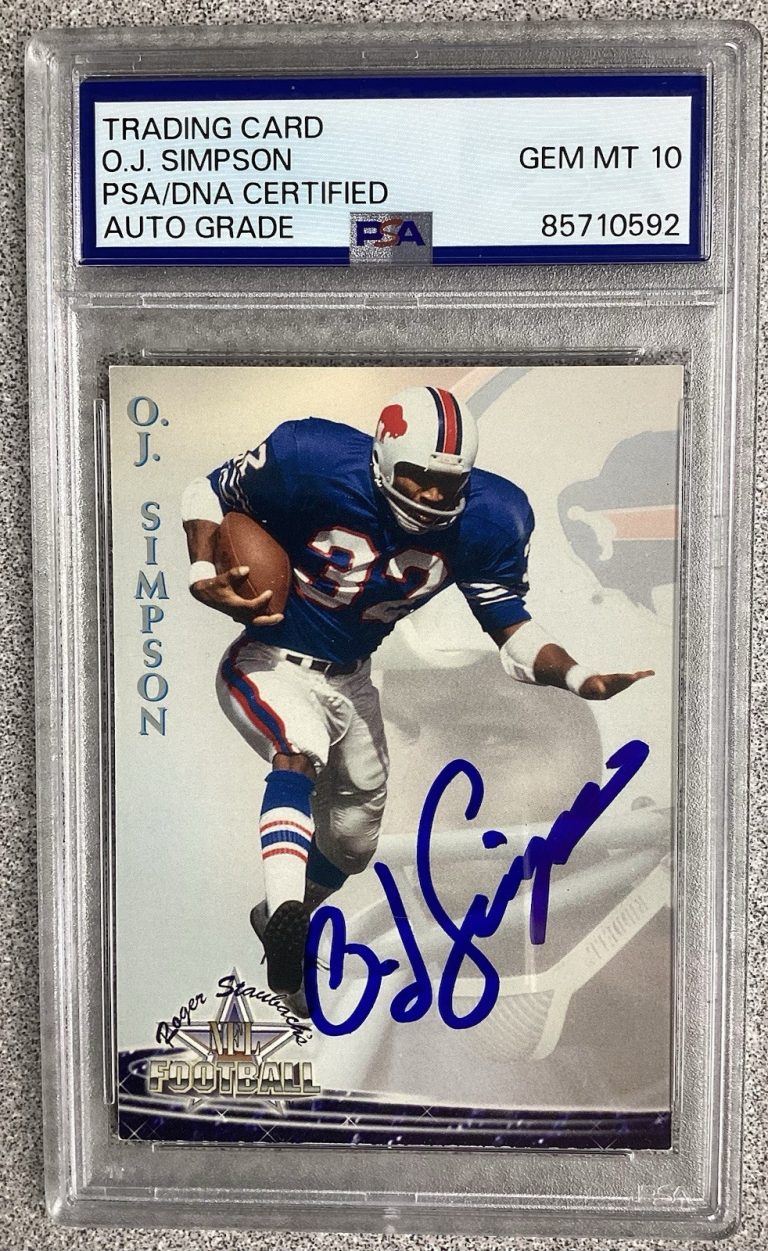 OJ Simpson Signed 1994 TW Football Card #8 Trojans HOF Autograph PSA/DNA Gem 10