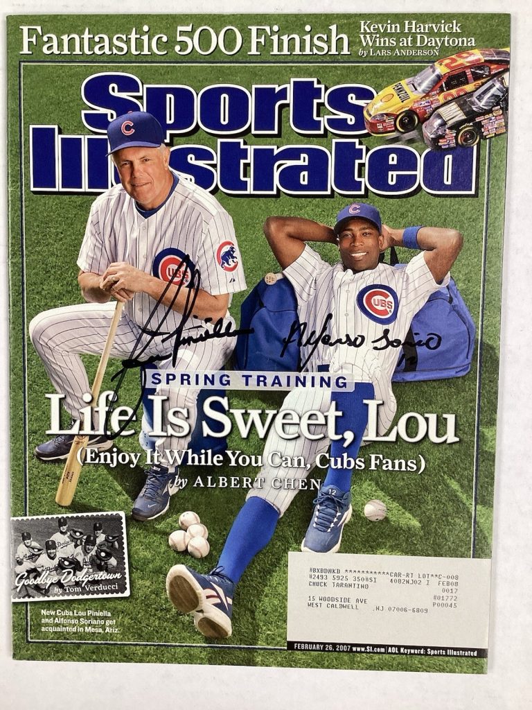 Lou Pinella Alfonso Soriano Signed Sports Illustrated 2/26/07 Autograph JSA