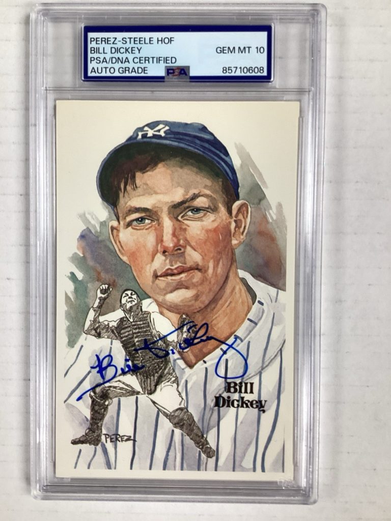 Bill Dickey Signed Perez Steele Postcard Baseball Yankees Autograph PSA/DNA 10