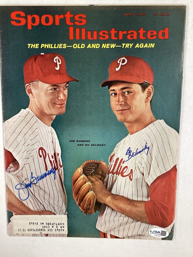 Jim Bunning Bo Belinsky Signed Sports Illustrated 3/1/65 Phillies Autograph JSA