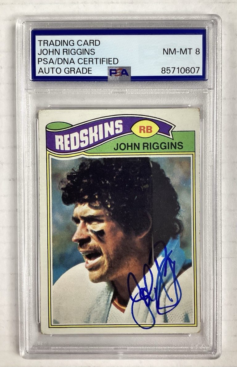 John Riggins Signed 1977 Topps #55 Football Card Jets HOF Autograph PSA/DNA 8