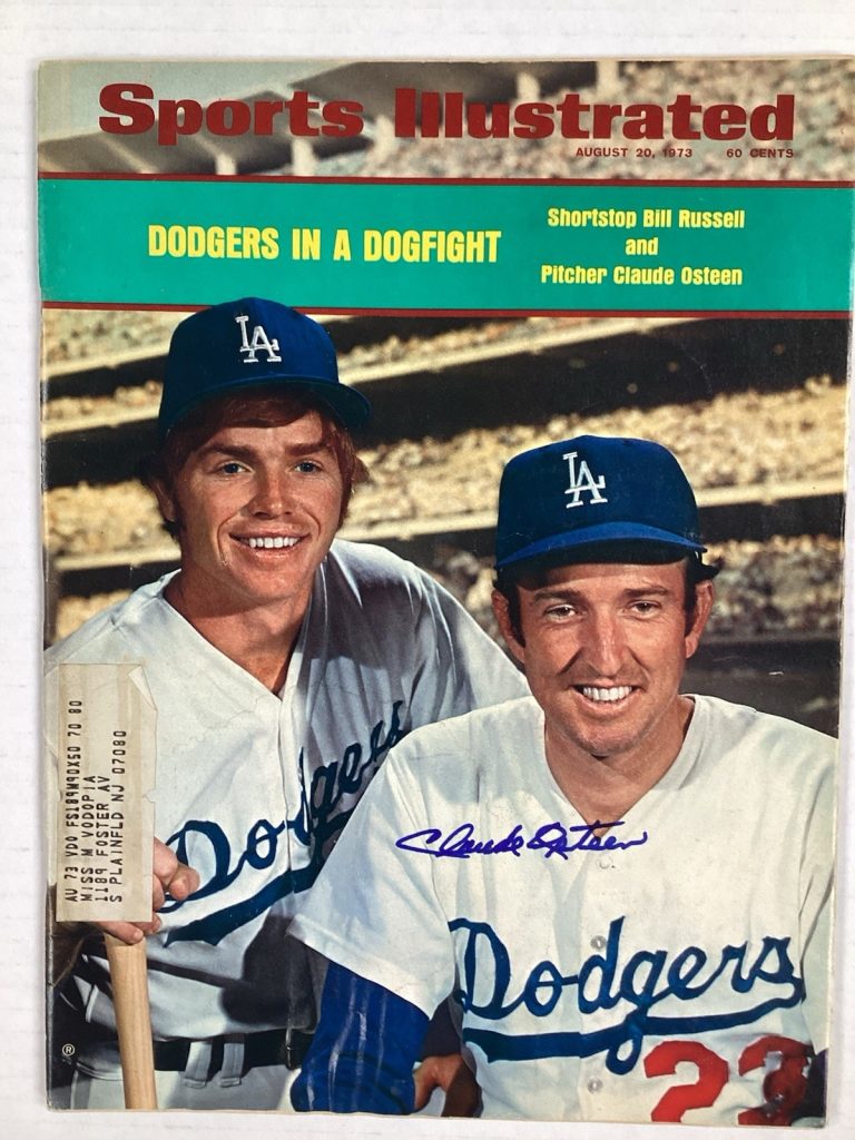 Claude Osteen Signed Sports Illustrated 8/20/73 LA Dodgers Autograph TPG