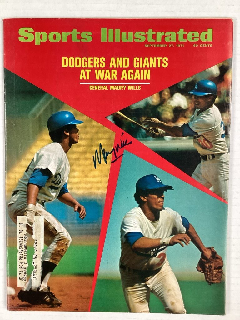 Maury Wills Signed Sports Illustrated 9/27/71 LA Dodgers Baseball Autograph TPG