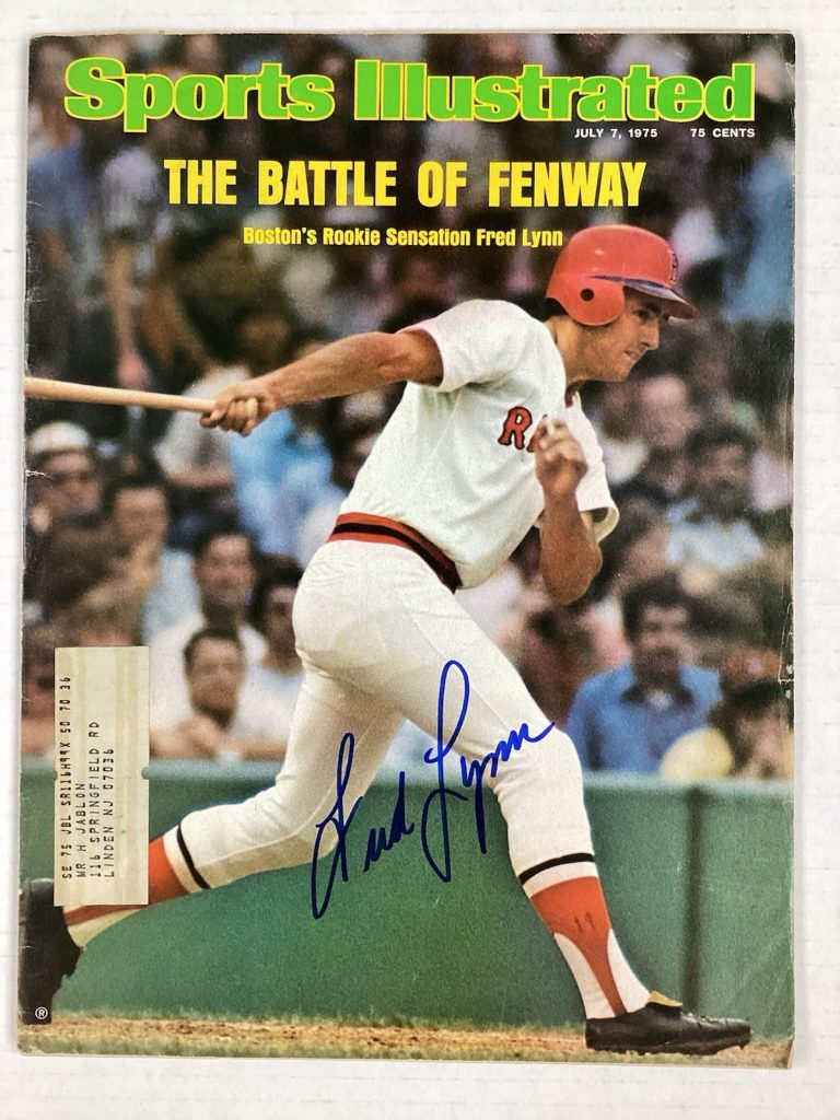 Fred Lynn Signed Sports Illustrated 7/7/75 Boston Red Sox Baseball Autograph TPG