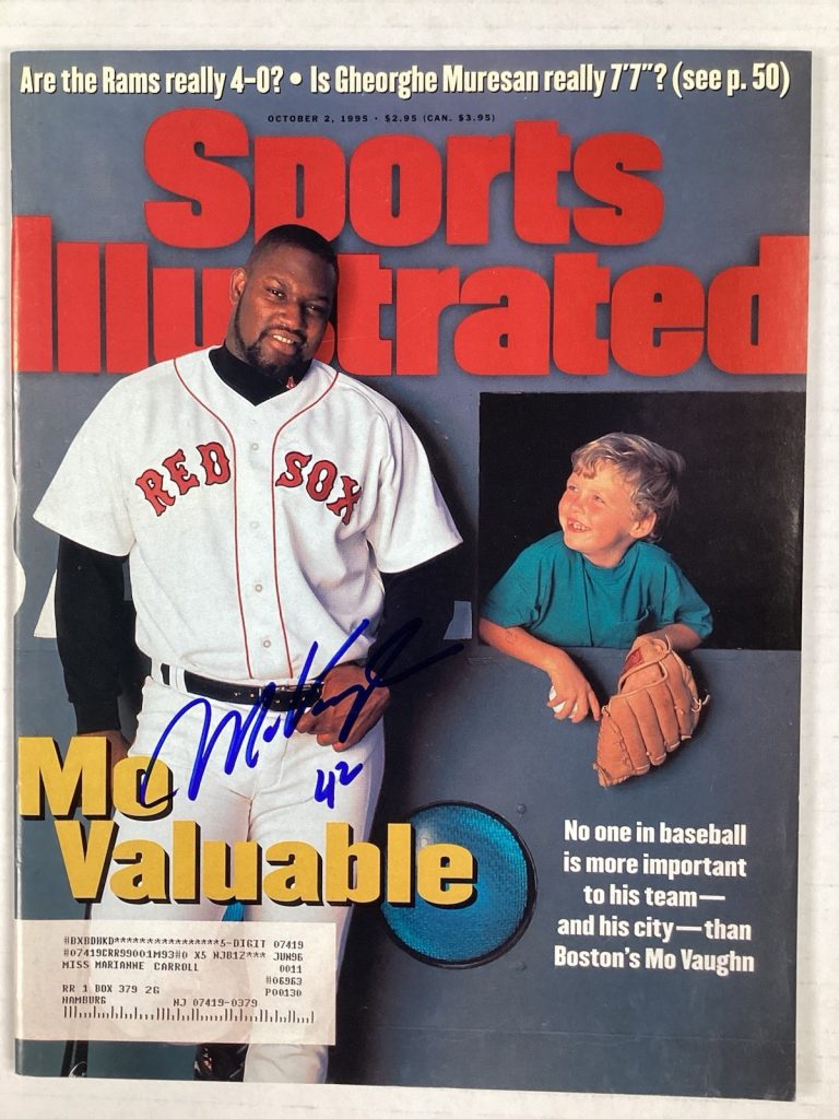 Mo Vaughn Signed Sports Illustrated 10/2/95 Red Sox Baseball Autograph TPG