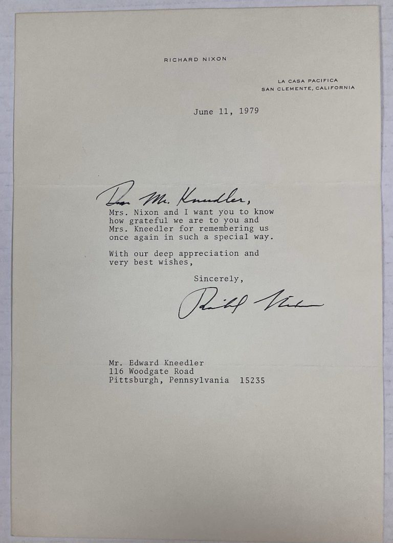 Richard Nixon Signed Letter & Envelope President Museum Potus Autograph JSA LOA