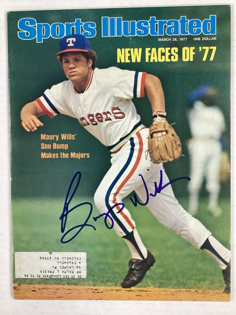 Bump Wills Signed Sports Illustrated 3/28/77 Rangers Baseball Autograph TPG