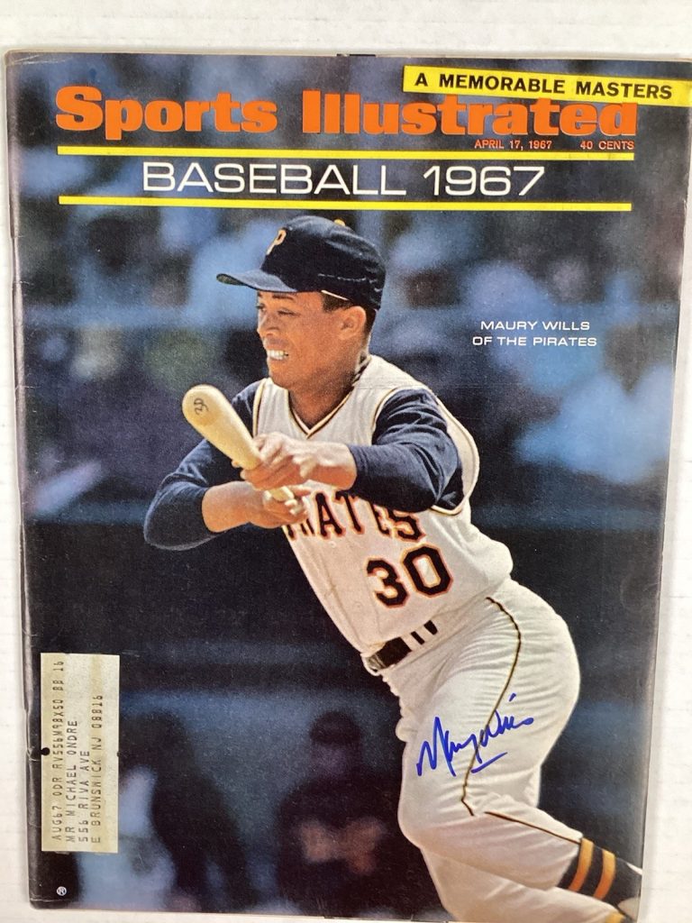 Maury Wills Signed Sports Illustrated 4/17/67 Pirates Autograph Baseball TPG