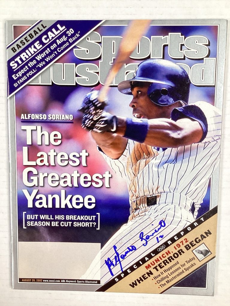 Alfonso Soriano Signed Sports Illustrated 8/26/02 Yankees Autograph Baseball TPG