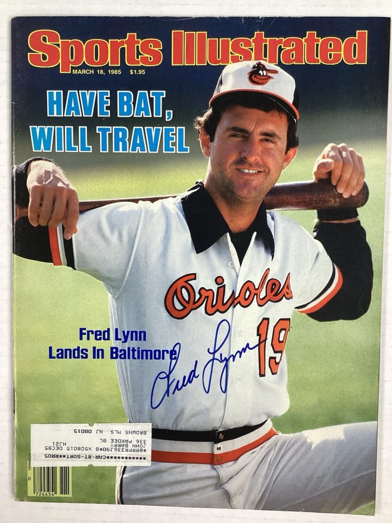 Fred Lynn Signed Sports Illustrated 3/18/85 Orioles Autograph Baseball TPG