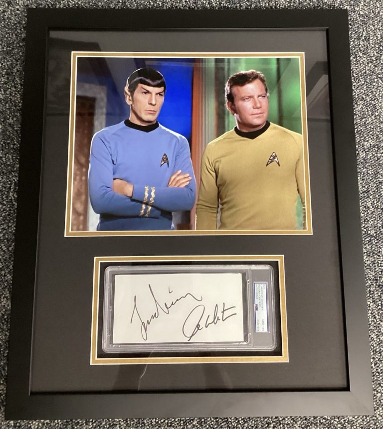 William Shatner Leonard Nimoy Signed Star Trek Collage Framed Auto PSA/DNA 9.5