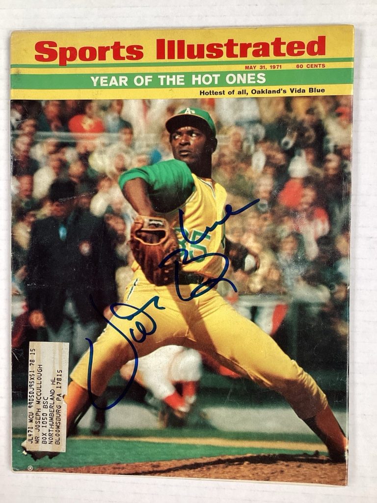 Vida Blue Signed Sports Illustrated 5/31/71 Oakland A’s Autograph Baseball TPG