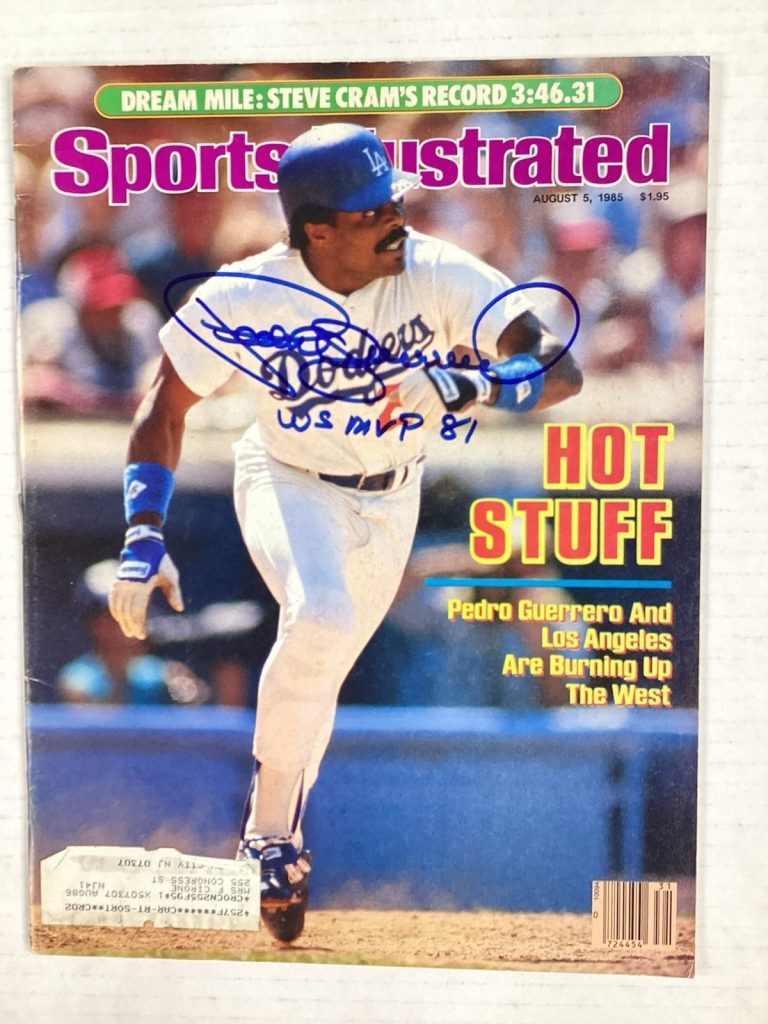 Pedro Guerrero Signed Sports Illustrated 8/5/85 Dodgers Baseball Autograph TPG