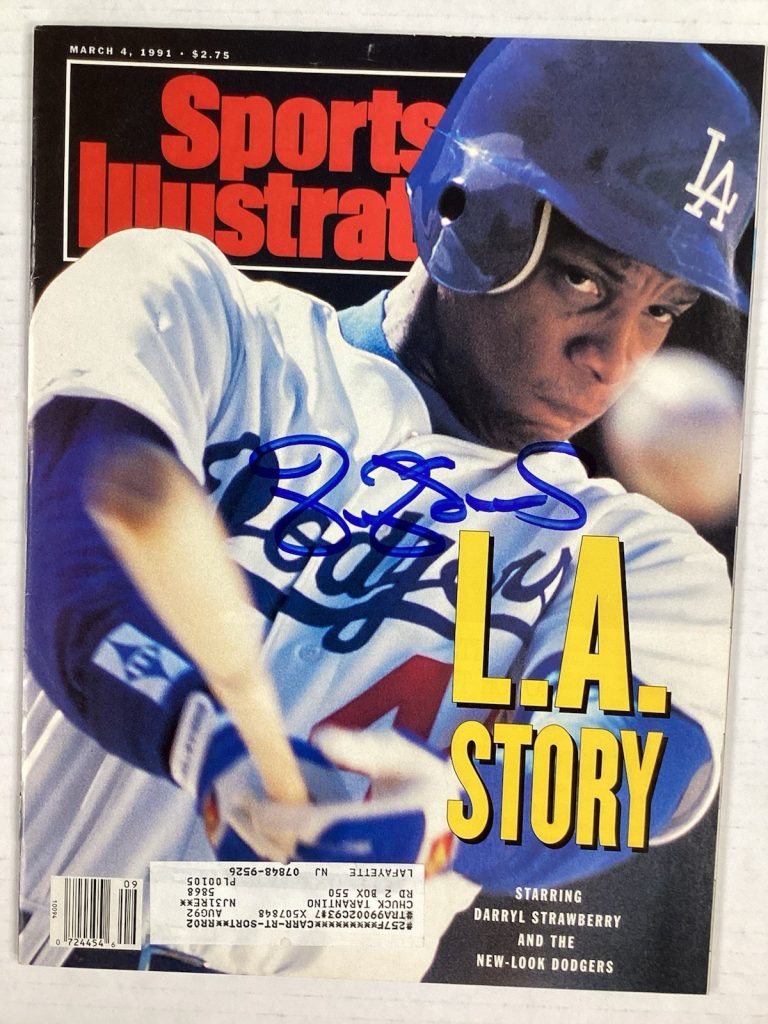 Darryl Strawberry Signed Sports Illustrated 3/4/91 LA Dodgers Baseball Auto TPG