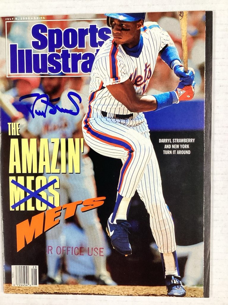 Darryl Strawberry Signed Sports Illustrated 7/9/90 NY Mets Baseball Auto TPG
