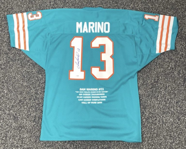 Dan Marino Signed Jersey Dolphins NFL Football STATS Quarterback Autograph JSA