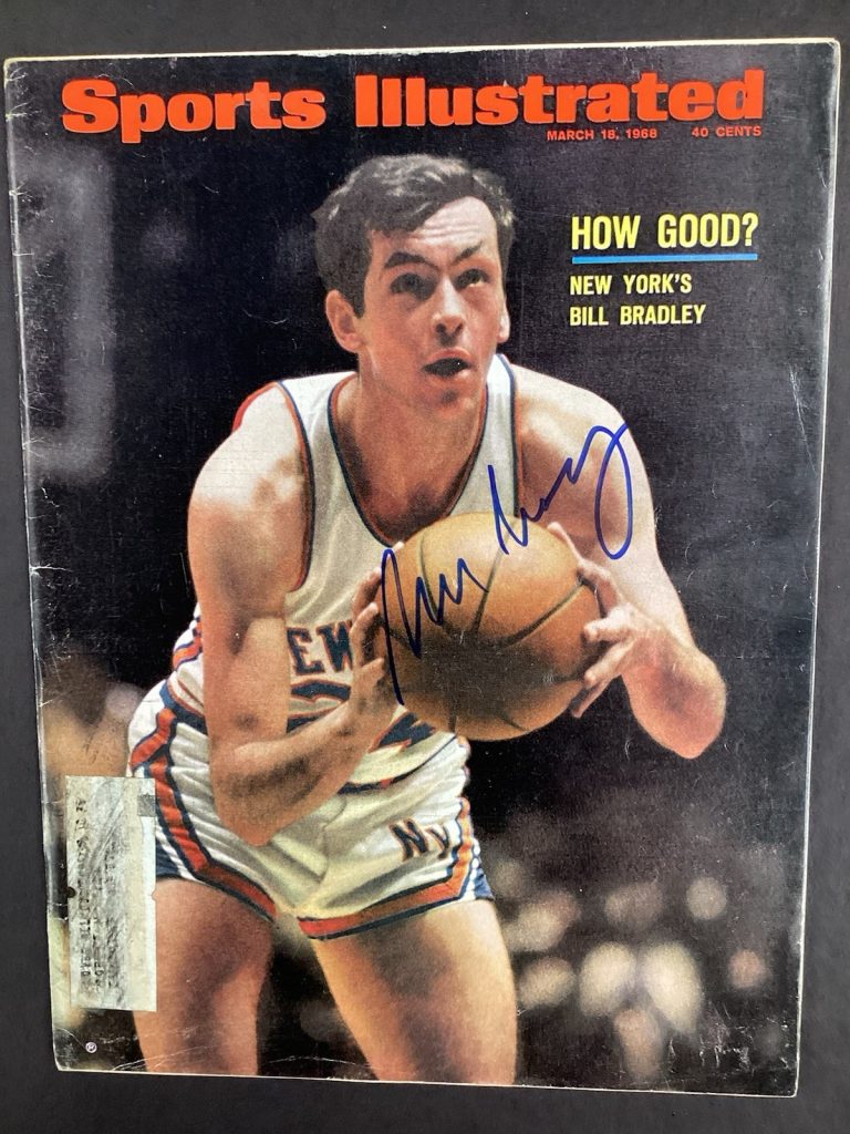 Bill Bradley Signed Sports Illustrated 3/18/68 New York Knicks HOF Autograph JSA