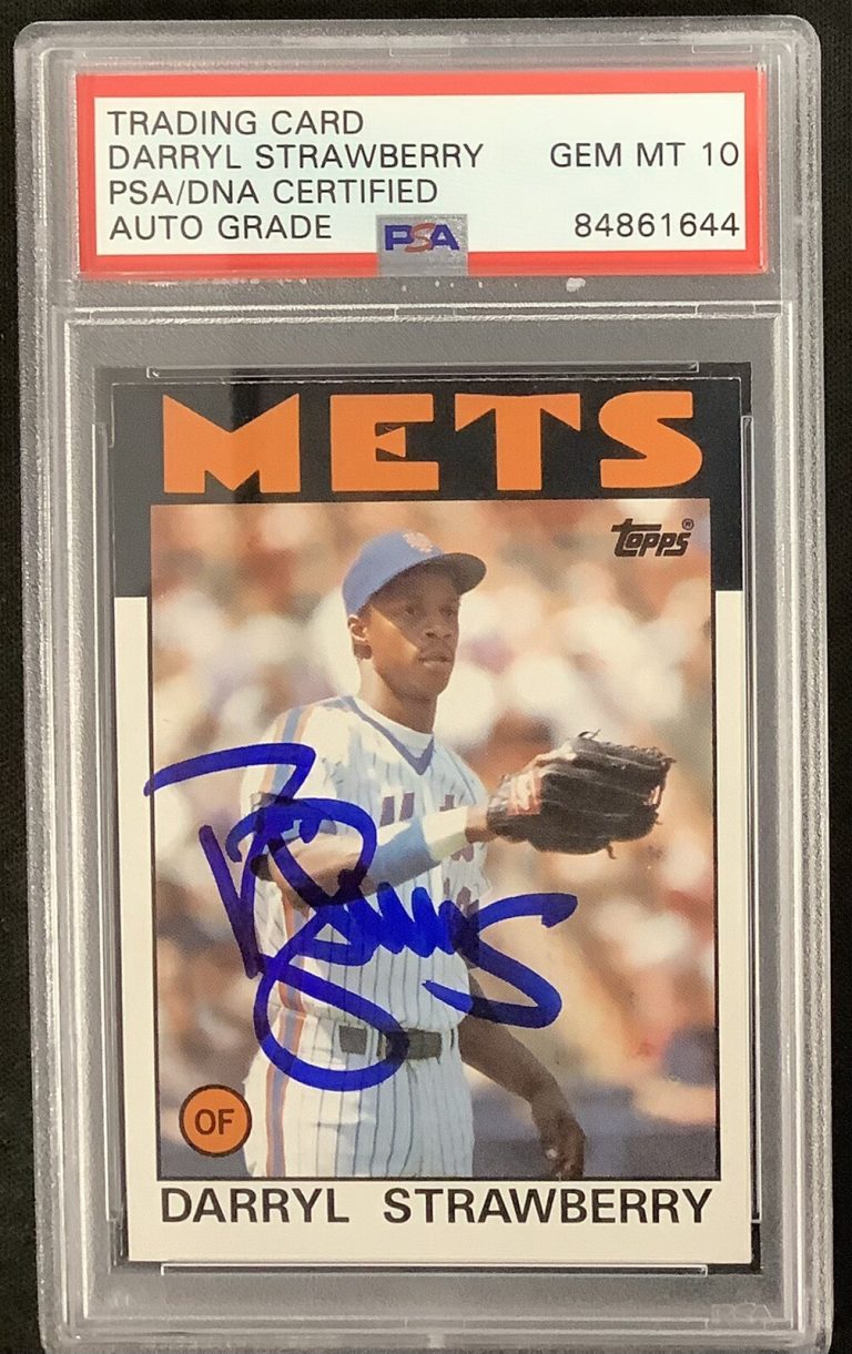 Darryl Strawberry Signed 1986 Topps #80 Baseball Card PSA/DNA Auto Gem 10 Mets