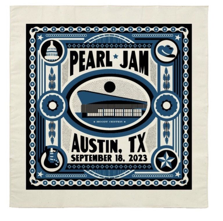 Pearl Jam Bandana 9/18/2023 Austin N1 Eddie Vedder Texas Cowboy Boots Hanky