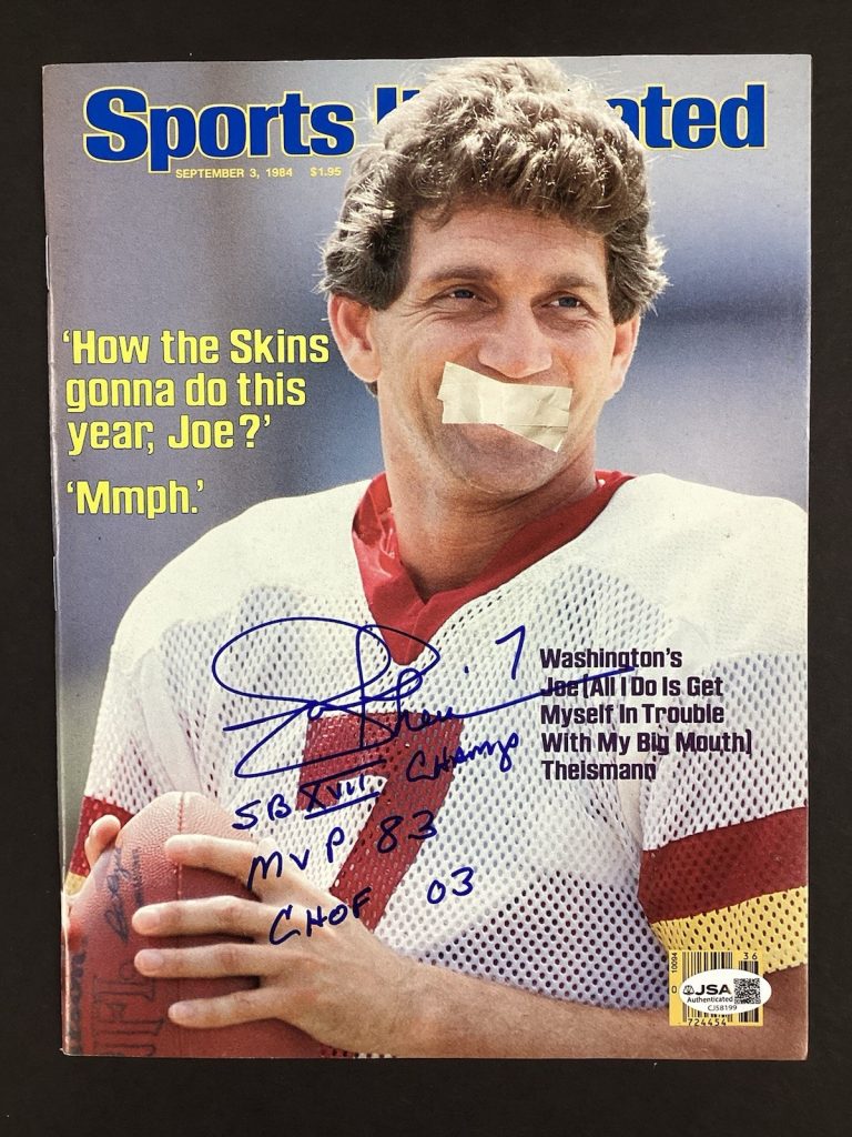 Joe Theismann Signed Sports Illustrated 9/3/84 Redskins Newsstand STATS Auto JSA