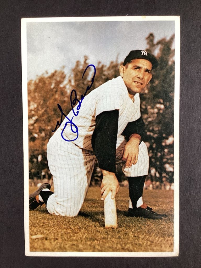 Yogi Berra Signed 1982 TCMA #18 Baseball Card Postcard Yankees HOF Autograph JSA