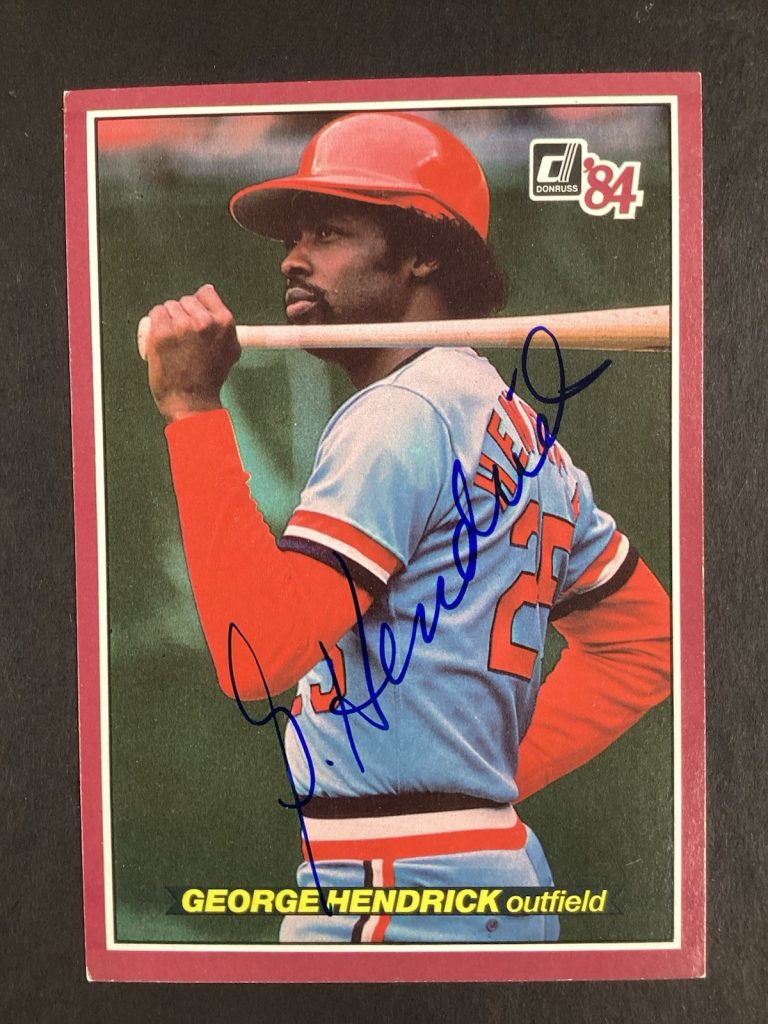 George Hendrick Signed 1984 Donruss Action All Star #32 Baseball Card Auto JSA