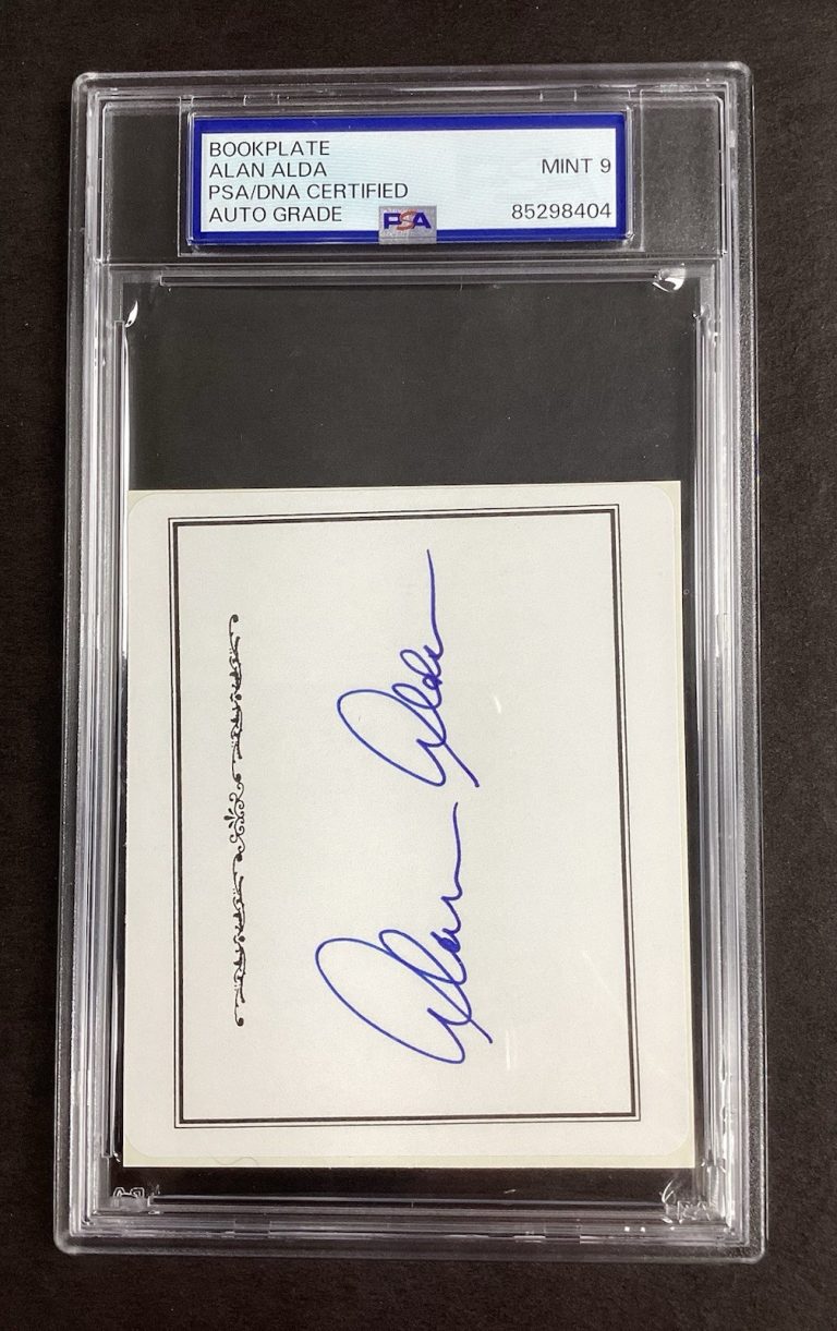 Alan Alda Signed Bookplate Mash Autograph Hawkeye 30 Rock Tough Sig PSA/DNA MT 9