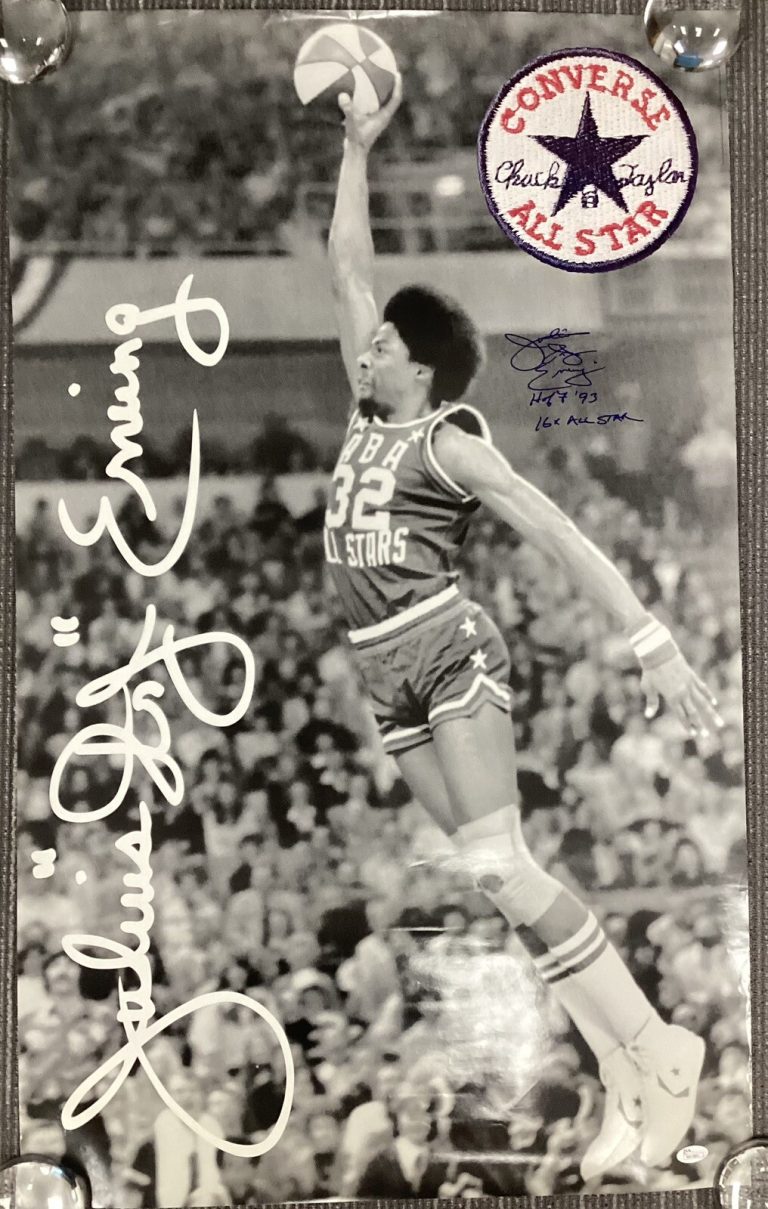 Julius Erving Signed Converse Poster HOF 93 16x All Star Inscr Autograph JSA