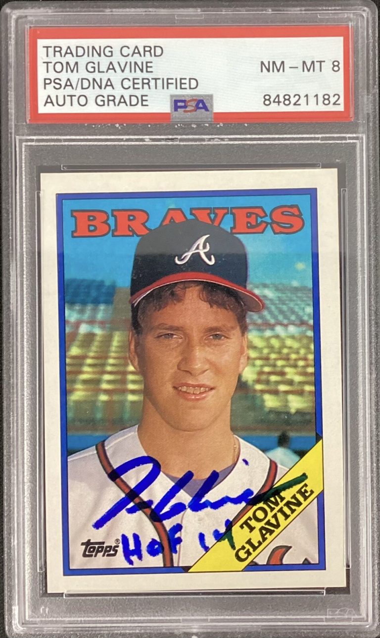 Tom Glavine Signed 1988 Topps #779 Rookie Card RC HOF Inscript PSA/DNA Auto 8 ￼￼