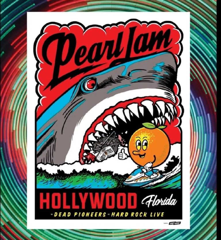 Pearl Jam Florida Poster 4/24/25 N1 Eddie Vedder Show Edition Ames Bro Shark New