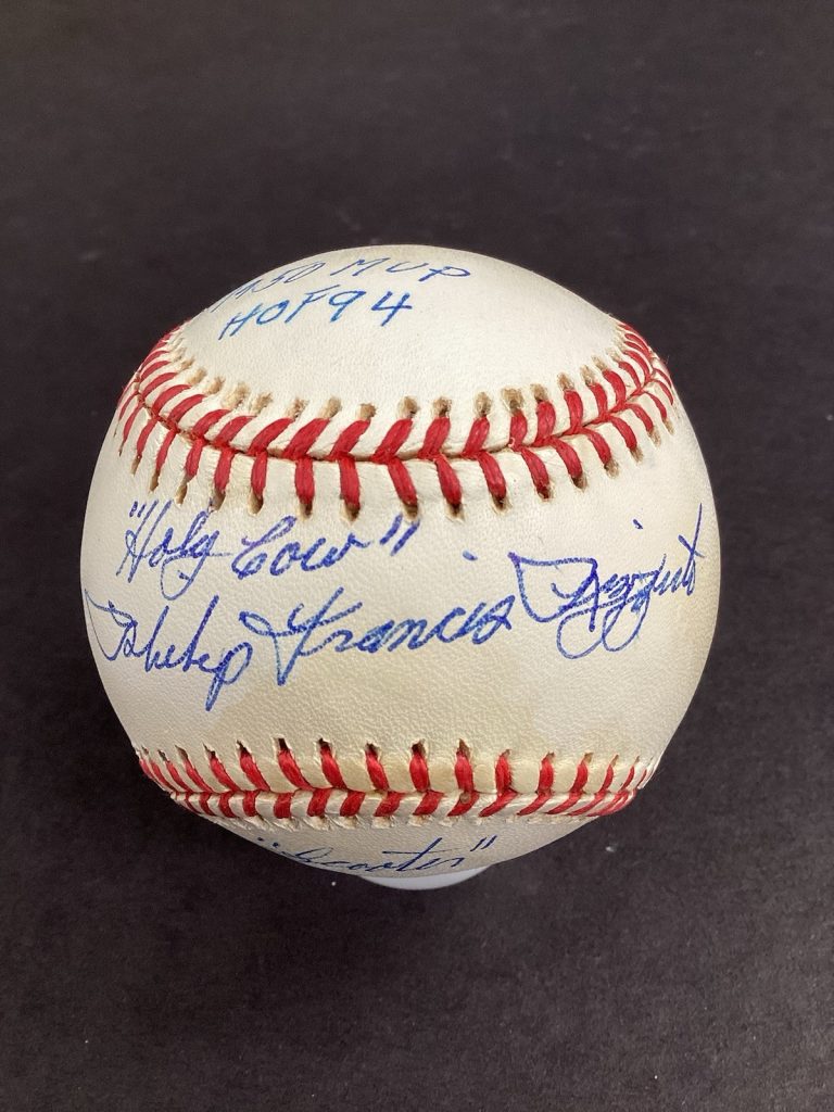 Phil Rizzuto Signed Baseball Yankees STATS Inscriptions HOF Autograph PSA/DNA