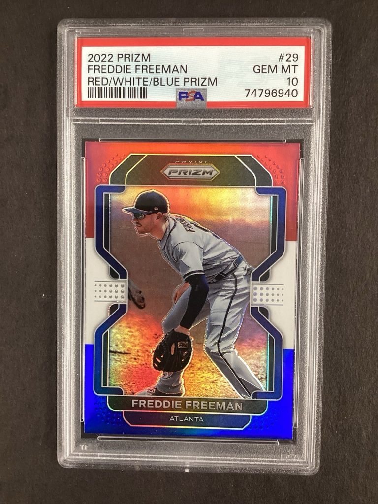 2022 Prizm Freddie Freeman #29 PSA 10 Red White Blue Baseball Card Braves