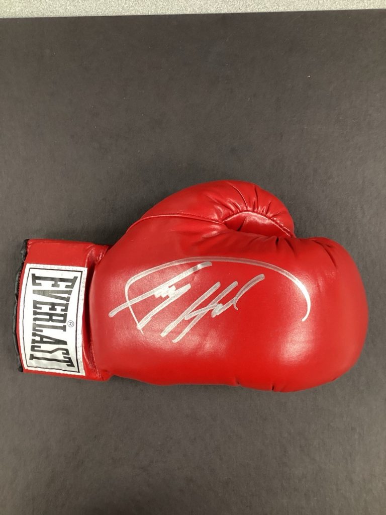 Larry Holmes Signed Boxing Glove Everlast White Label Champion Autograph HOF JSA