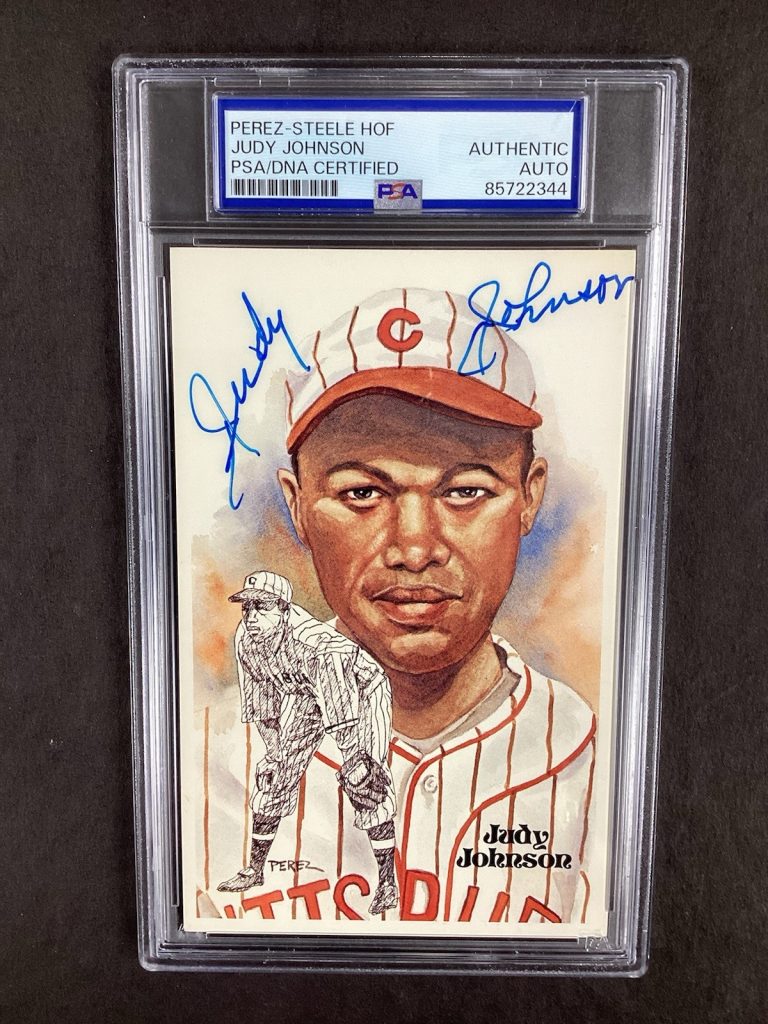 Judy Johnson Perez Steele Postcard Negro Leagues Baseball HOF Autograph PSA/DNA