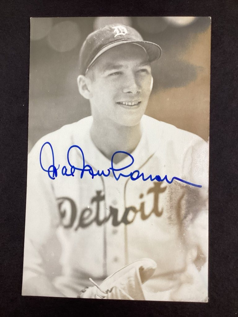 Hal Newhouser Signed Postcard Rowe Vintage B&W Detroit Tigers HOF Autograph TPG