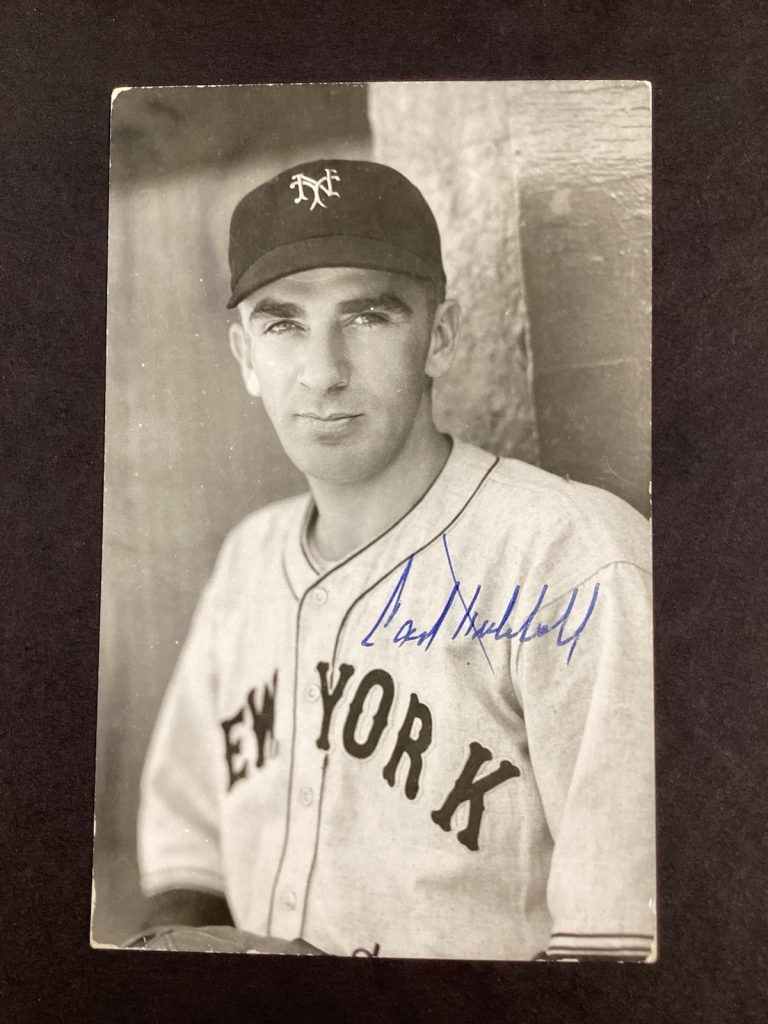 Carl Hubbell Signed Postcard Rowe Vintage B&W NY Giants HOF Autograph TPG