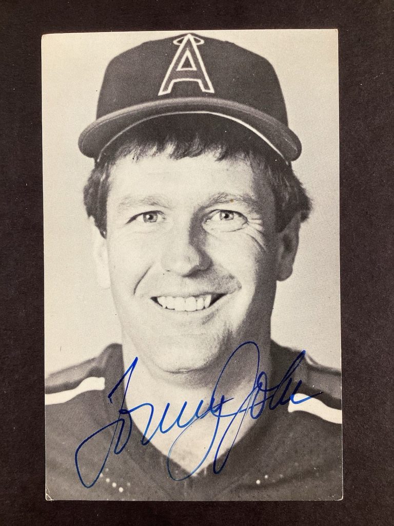 Tommy John Signed Postcard Vintage B&W CA Angels Autograph TPG #2