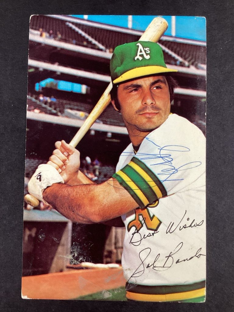 Sal Bando Signed Color Postcard Vintage B&W Oakland Athletics A’s Autograph TPG