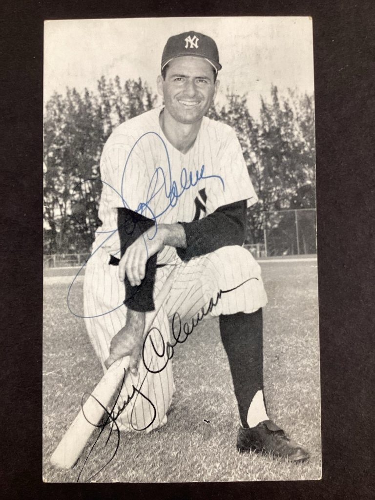 Jerry Coleman Signed JD McCarthy Postcard Vintage B&W NY Yankees Autograph TPG