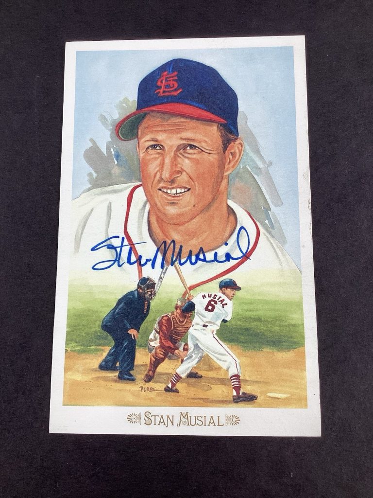 Stan Musial Signed Perez Steele Celebration Postcard Cardinals HOF DAMAGE TPG #2