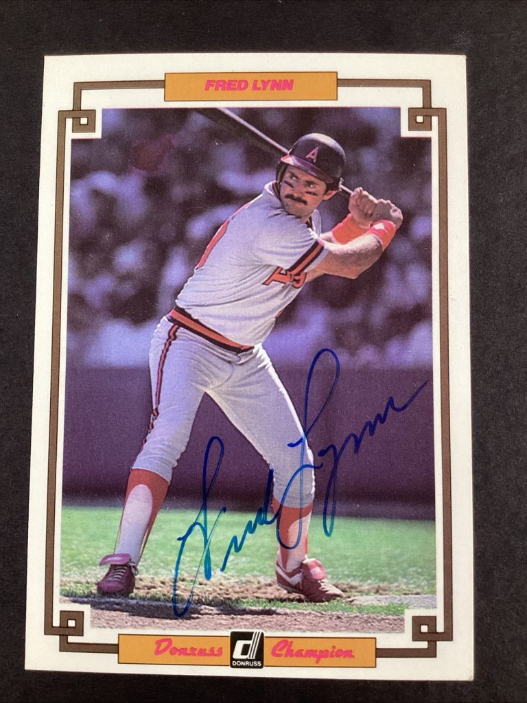 Fred Lynn Signed 1984 Donruss Champion #59 Angels Card Baseball TPG