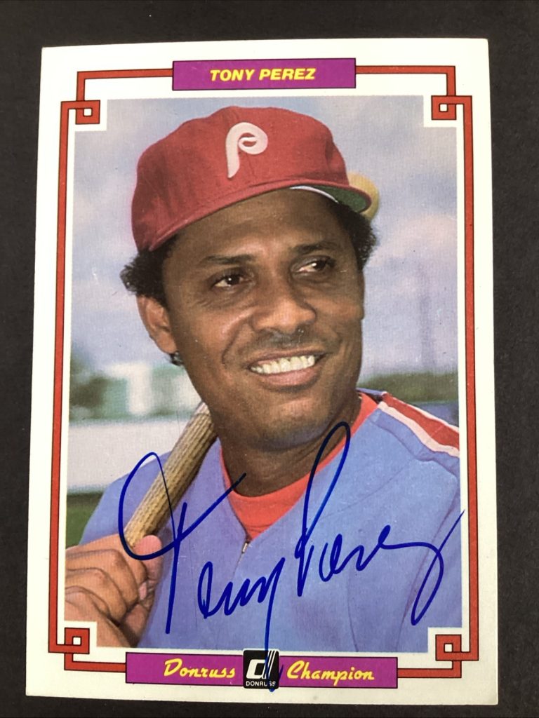 Tony Perez 1984 Donruss Champion #29 Cubs HOF Autograph Card Baseball TPG