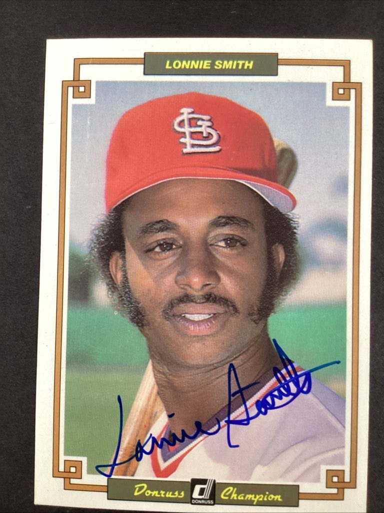 Lonnie Smith 1984 Donruss Champion #23 Cardinals Autograph Card Baseball TPG