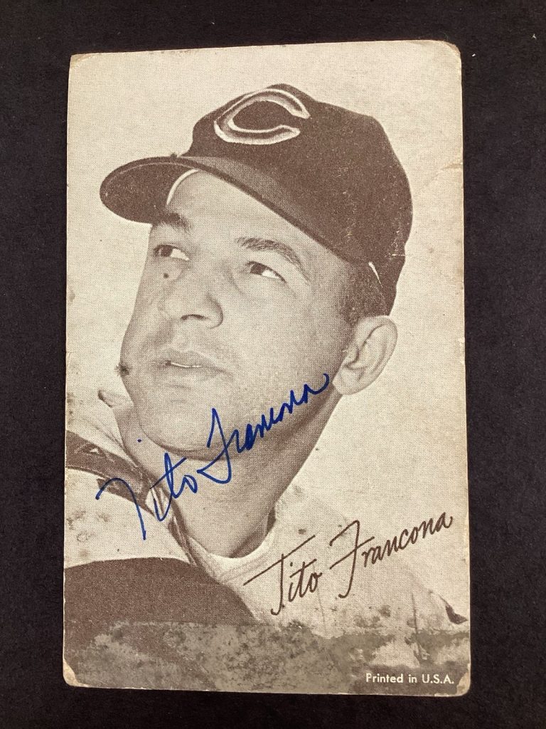 Tito Francona Signed Postcard Vintage B&W Cincinnati Reds Baseball Autograph TPG