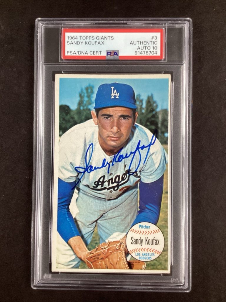 Sandy Koufax Signed 1964 Topps Giants #3 Dodgers Baseball Autograph PSA/DNA 10
