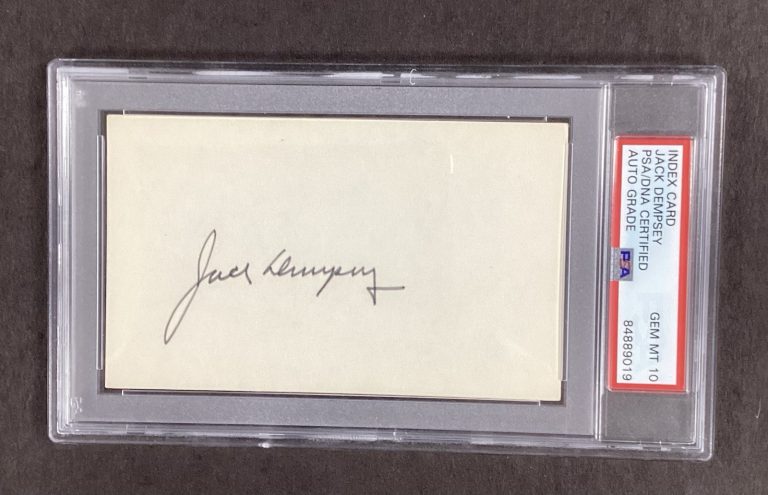 Jack Dempsey Signed Index Card Boxing Black Autograph HOF PSA/DNA GEM MINT 10