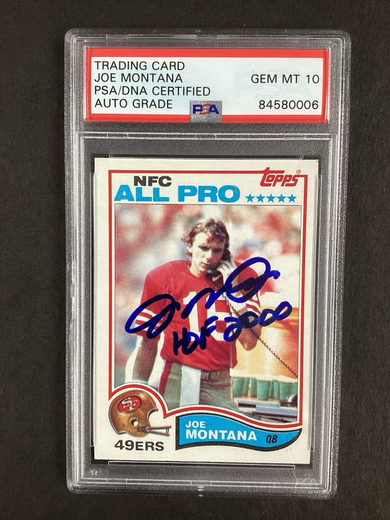 Joe Montana Signed 1982 Topps #488 Football Card 49ers HOF PSA/DNA Auto MT 10